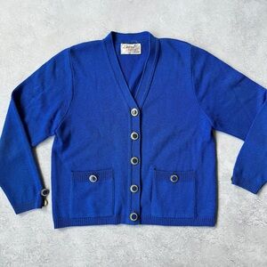 Vintage cobalt Blue Button-Front Cardigan
